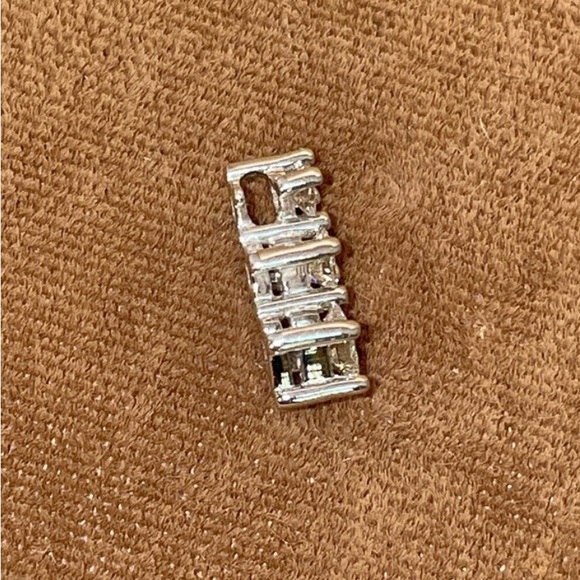 Solid Stamped 14K White Gold Natural Princess Cut Diamond Pendant for Necklace - Picture 9 of 12